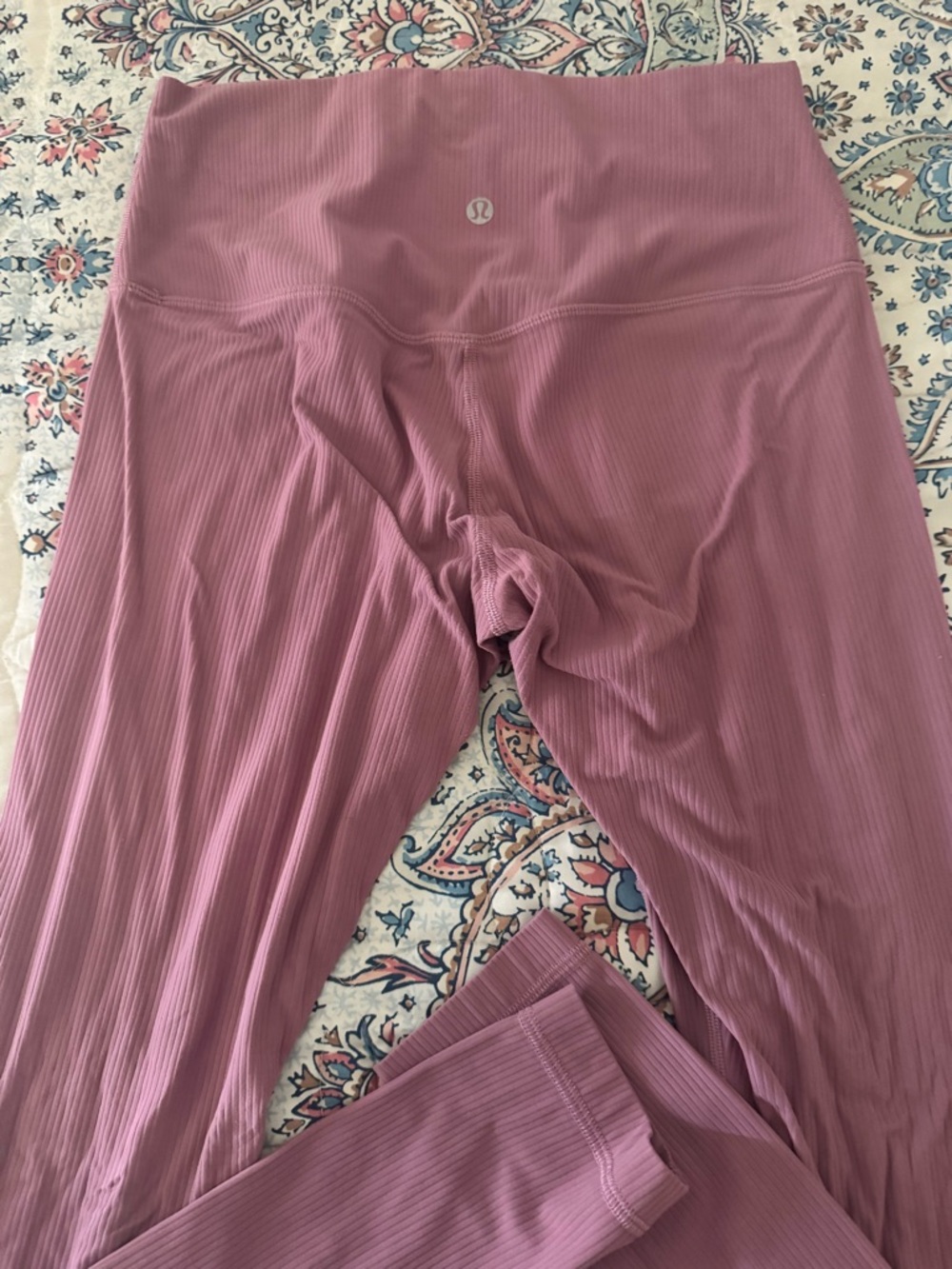 lululemon athletica Ribbed High-Rise Leggings in Mauve Pink